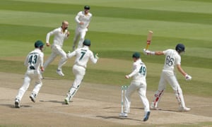 Joe Root shows dejection after he was dismissed caught Cameron Bancroft bowled Nathan Lyon.