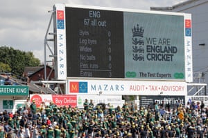The scoreboard showing England’s miserable total.