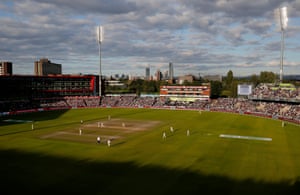 A wide view as Australia gather more runs just before declaring on day four